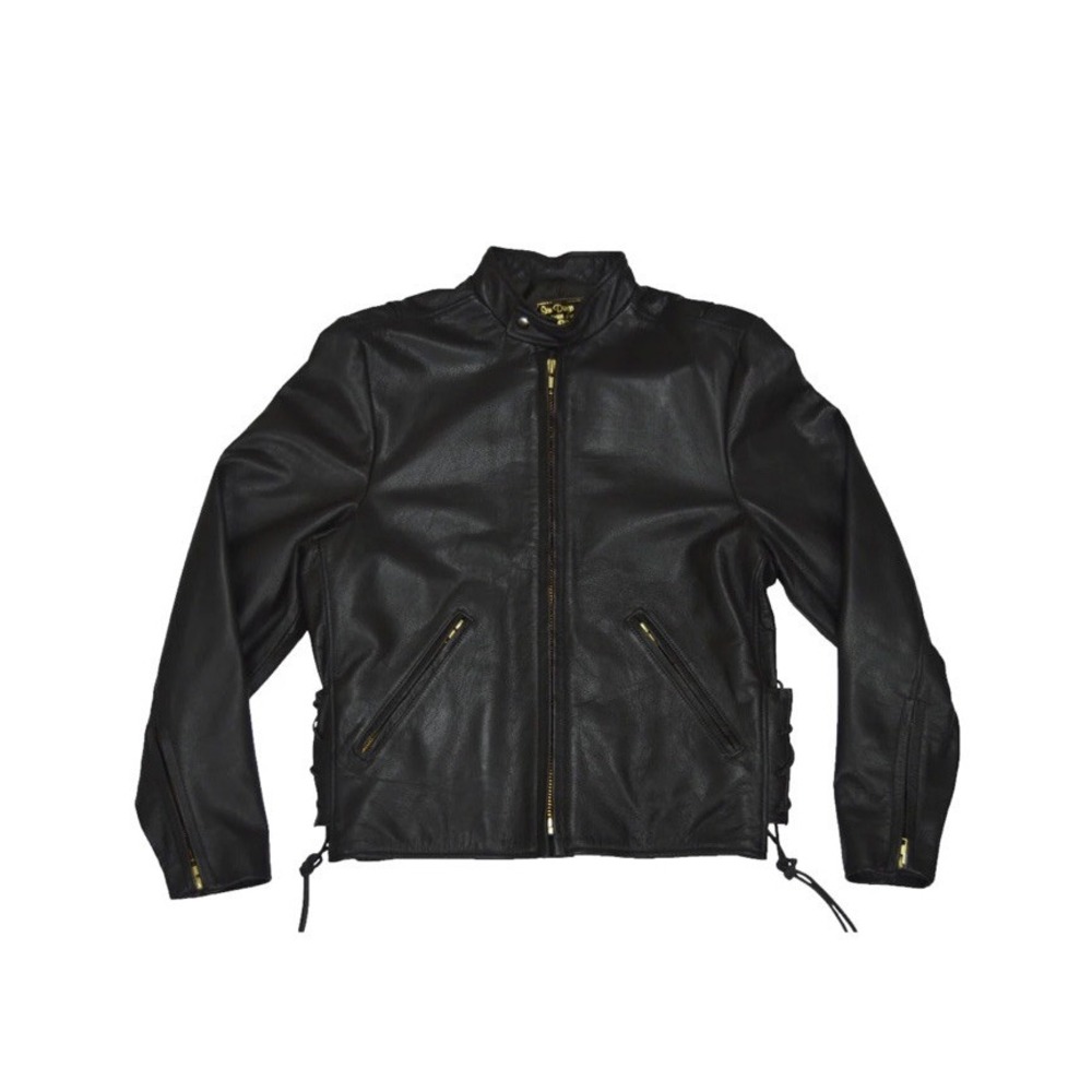 SAN DIEGO LEATHER JACKET‎ FACTORY Black Police Motorcycle USA Made Size 40 S